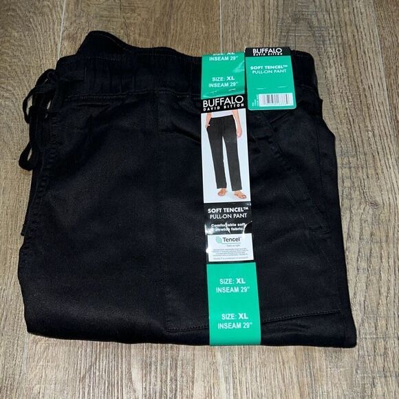 NWT BUFFALO DAVID BITTON Soft Tencel Pull-On Pants Women’s Size XL Black Travel - Picture 6 of 8